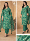 Taniksh 4007 Floral Print Kurta, Trouser & Dupatta Set – Green